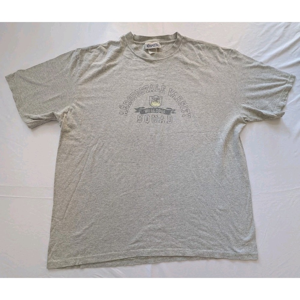 Vintage Aeropostale Varsity Squad Bulldogs T Shirt XL Gray Heather Made USA 90s